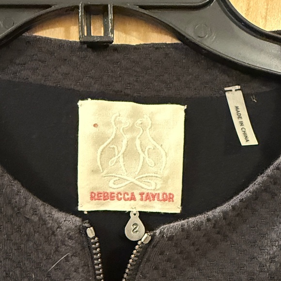 REBECCA TAYLOR BLACK FULL ZIP KNIT BLAZER, SIZE 2 - Picture 2 of 6